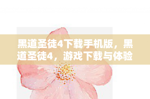 黑道圣徒4下载手机版，黑道圣徒4，游戏下载与体验指南