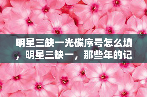 明星三缺一光碟序号怎么填，明星三缺一，那些年的记忆与情怀 2006年