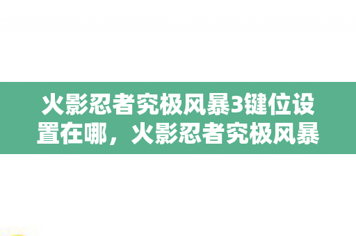 火影忍者究极风暴3键位设置在哪，火影忍者究极风暴3键位设置详解