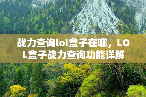 战力查询lol盒子在哪，LOL盒子战力查询功能详解