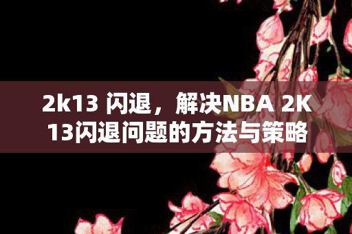 2k13 闪退，解决NBA 2K13闪退问题的方法与策略