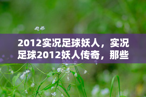 2012实况足球妖人，实况足球2012妖人传奇，那些闪耀新星的故事