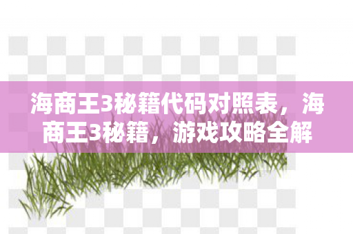 海商王3秘籍代码对照表，海商王3秘籍，游戏攻略全解析