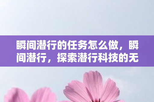 瞬间潜行的任务怎么做，瞬间潜行，探索潜行科技的无限可能