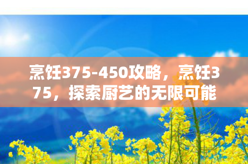 烹饪375-450攻略，烹饪375，探索厨艺的无限可能