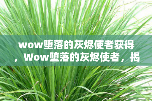 wow堕落的灰烬使者获得，Wow堕落的灰烬使者，揭示游戏背后的故事与深层含义