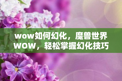 wow如何幻化，魔兽世界WOW，轻松掌握幻化技巧，打造独特角色外观