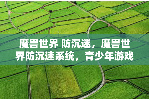 魔兽世界 防沉迷，魔兽世界防沉迷系统，青少年游戏健康的守护神