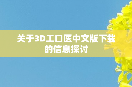 关于3D工口医中文版下载的信息探讨