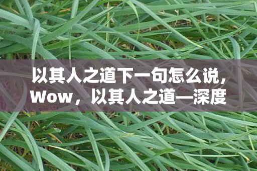 以其人之道下一句怎么说，Wow，以其人之道—深度解析一种独特的处世智慧