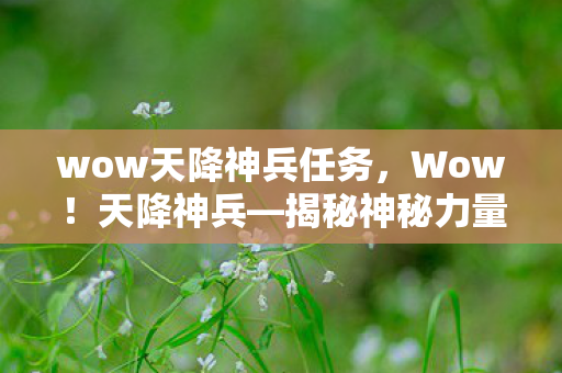 wow天降神兵任务，Wow！天降神兵—揭秘神秘力量的诞生与传承
