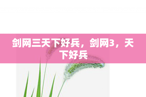 剑网三天下好兵，剑网3，天下好兵