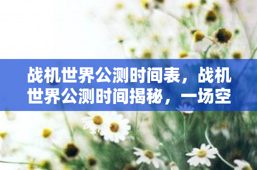 战机世界公测时间表，战机世界公测时间揭秘，一场空中盛宴即将开启！