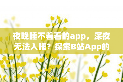 夜晚睡不着看的app，深夜无法入睡？探索B站App的世界，或许能带给你惊喜