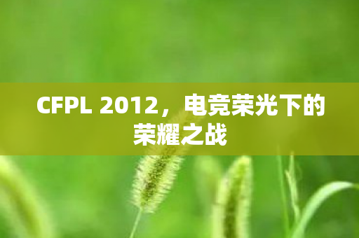 CFPL 2012，电竞荣光下的荣耀之战