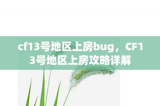 cf13号地区上房bug，CF13号地区上房攻略详解