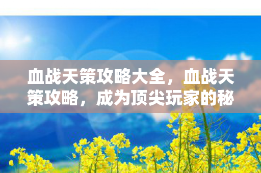 血战天策攻略大全，血战天策攻略，成为顶尖玩家的秘诀
