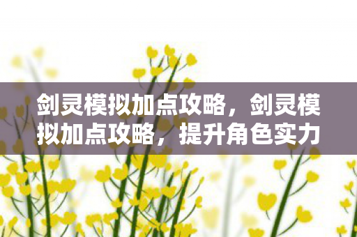 剑灵模拟加点攻略，剑灵模拟加点攻略，提升角色实力，轻松驾驭游戏世界