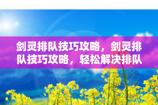 剑灵排队技巧攻略，剑灵排队技巧攻略，轻松解决排队烦恼