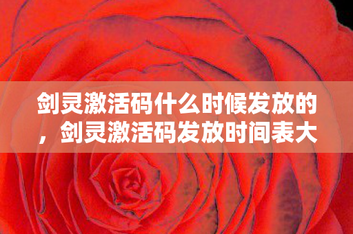 剑灵激活码什么时候发放的，剑灵激活码发放时间表大揭秘