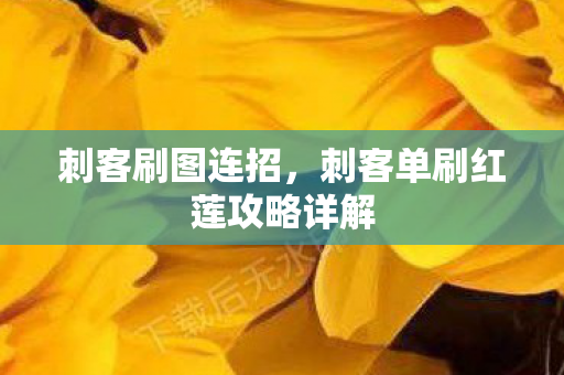 刺客刷图连招，刺客单刷红莲攻略详解