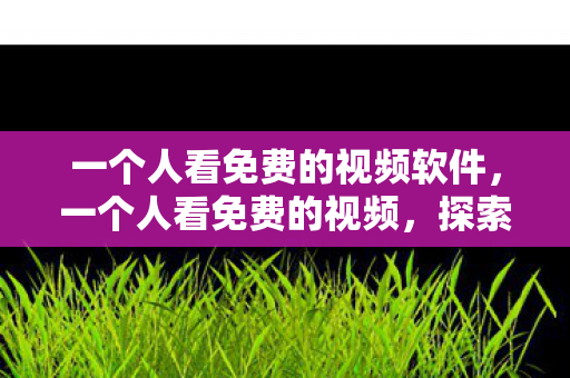 一个人看免费的视频软件，一个人看免费的视频，探索自我娱乐的新境界