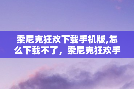 索尼克狂欢下载手机版,怎么下载不了，索尼克狂欢手机版下载指南