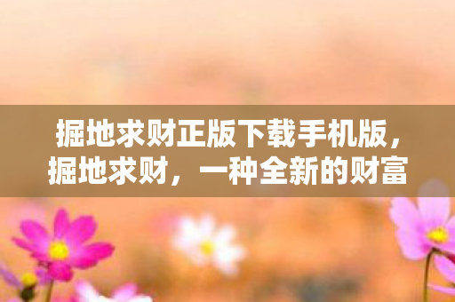 掘地求财正版下载手机版，掘地求财，一种全新的财富探索之旅
