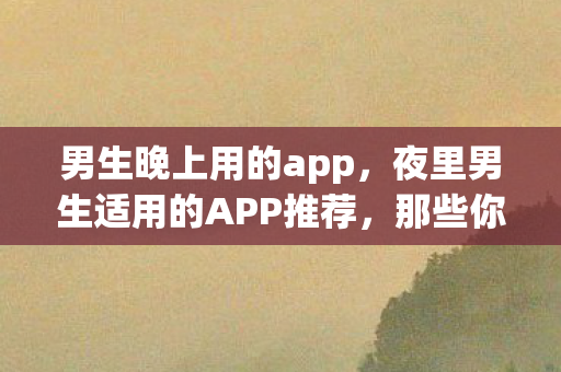 男生晚上用的app，夜里男生适用的APP推荐，那些你未曾发现的宝藏应用