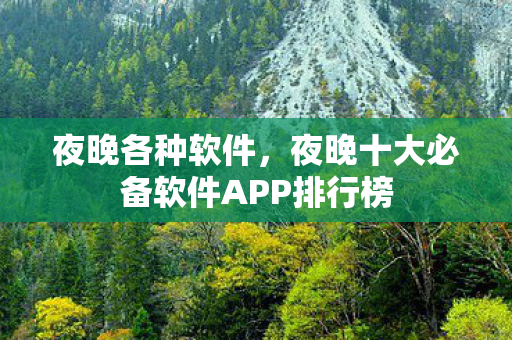 夜晚各种软件，夜晚十大必备软件APP排行榜