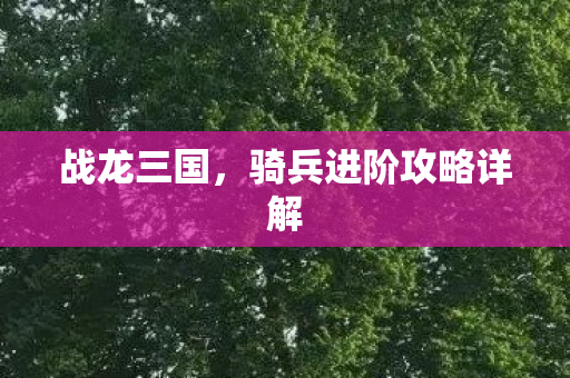 战龙三国，骑兵进阶攻略详解