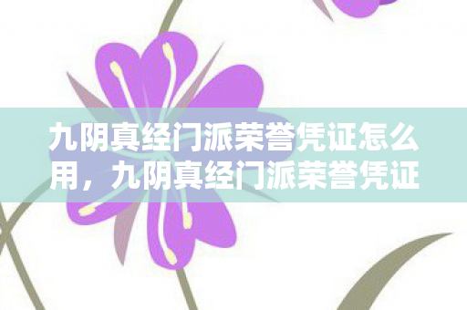 九阴真经门派荣誉凭证怎么用，九阴真经门派荣誉凭证的用途与重要性