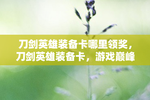 刀剑英雄装备卡哪里领奖，刀剑英雄装备卡，游戏巅峰的必备利器