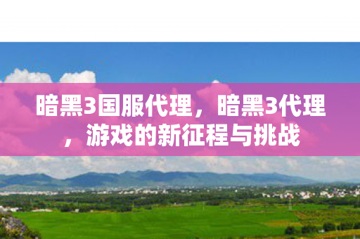 暗黑3国服代理，暗黑3代理，游戏的新征程与挑战