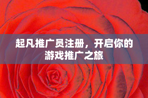 起凡推广员注册，开启你的游戏推广之旅