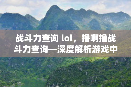 战斗力查询 lol，撸啊撸战斗力查询—深度解析游戏中的英雄战力系统