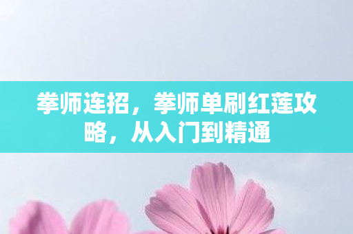 拳师连招，拳师单刷红莲攻略，从入门到精通