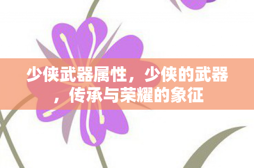 少侠武器属性，少侠的武器，传承与荣耀的象征