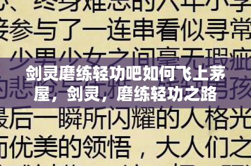 剑灵磨练轻功吧如何飞上茅屋，剑灵，磨练轻功之路