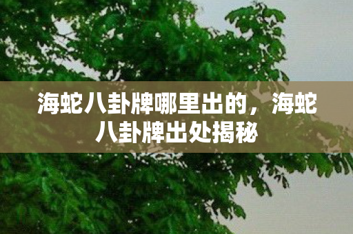海蛇八卦牌哪里出的，海蛇八卦牌出处揭秘