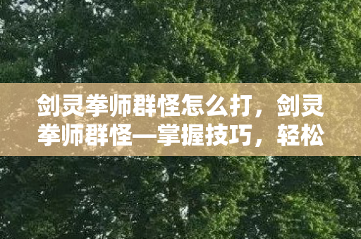 剑灵拳师群怪怎么打，剑灵拳师群怪—掌握技巧，轻松应对