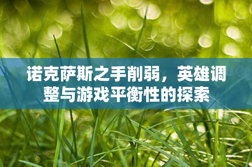 诺克萨斯之手削弱，英雄调整与游戏平衡性的探索