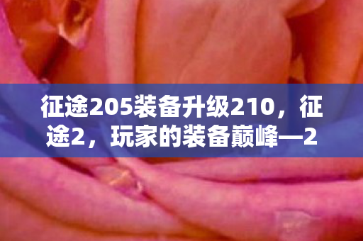 征途205装备升级210，征途2，玩家的装备巅峰—205级装备全解析
