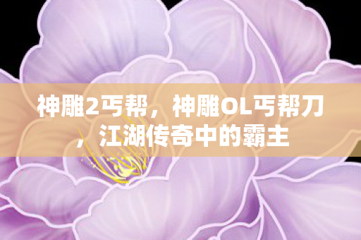 神雕2丐帮，神雕OL丐帮刀，江湖传奇中的霸主