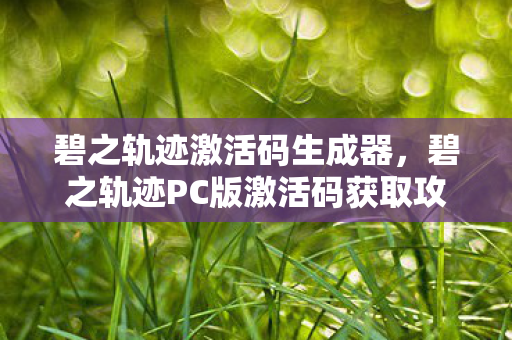 碧之轨迹激活码生成器，碧之轨迹PC版激活码获取攻略及游戏特色介绍