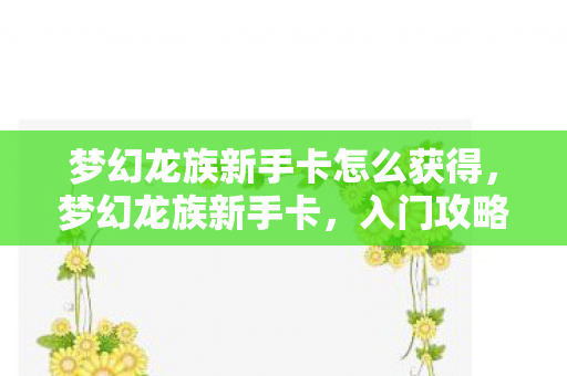 梦幻龙族新手卡怎么获得，梦幻龙族新手卡，入门攻略与游戏指南