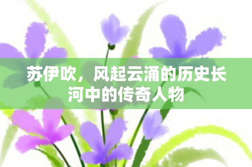 苏伊吹，风起云涌的历史长河中的传奇人物