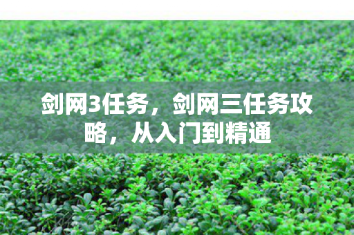 剑网3任务，剑网三任务攻略，从入门到精通