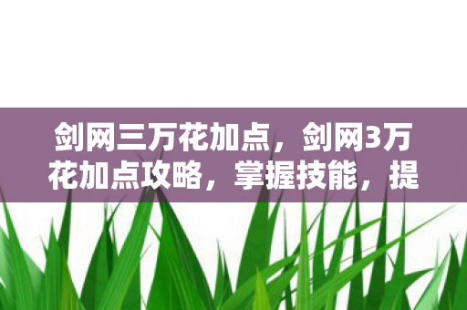 剑网三万花加点，剑网3万花加点攻略，掌握技能，提升实力