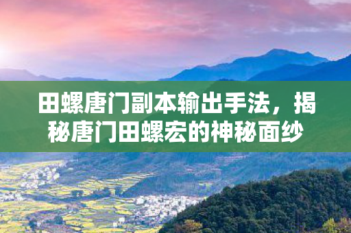 田螺唐门副本输出手法，揭秘唐门田螺宏的神秘面纱